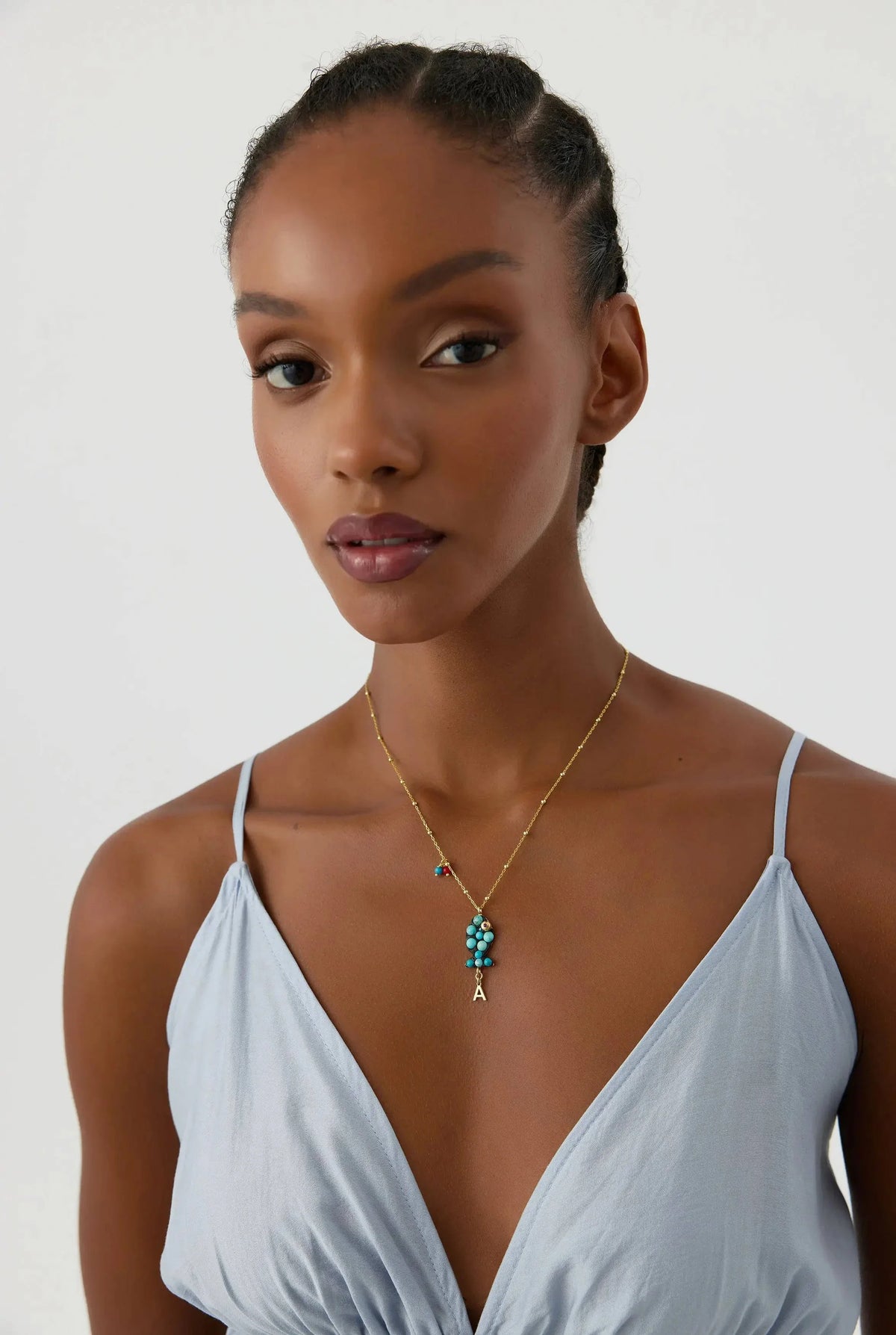 Turquoise Fish Necklace – 18K Gold-Plated Sterling Silver with Personalized Charm