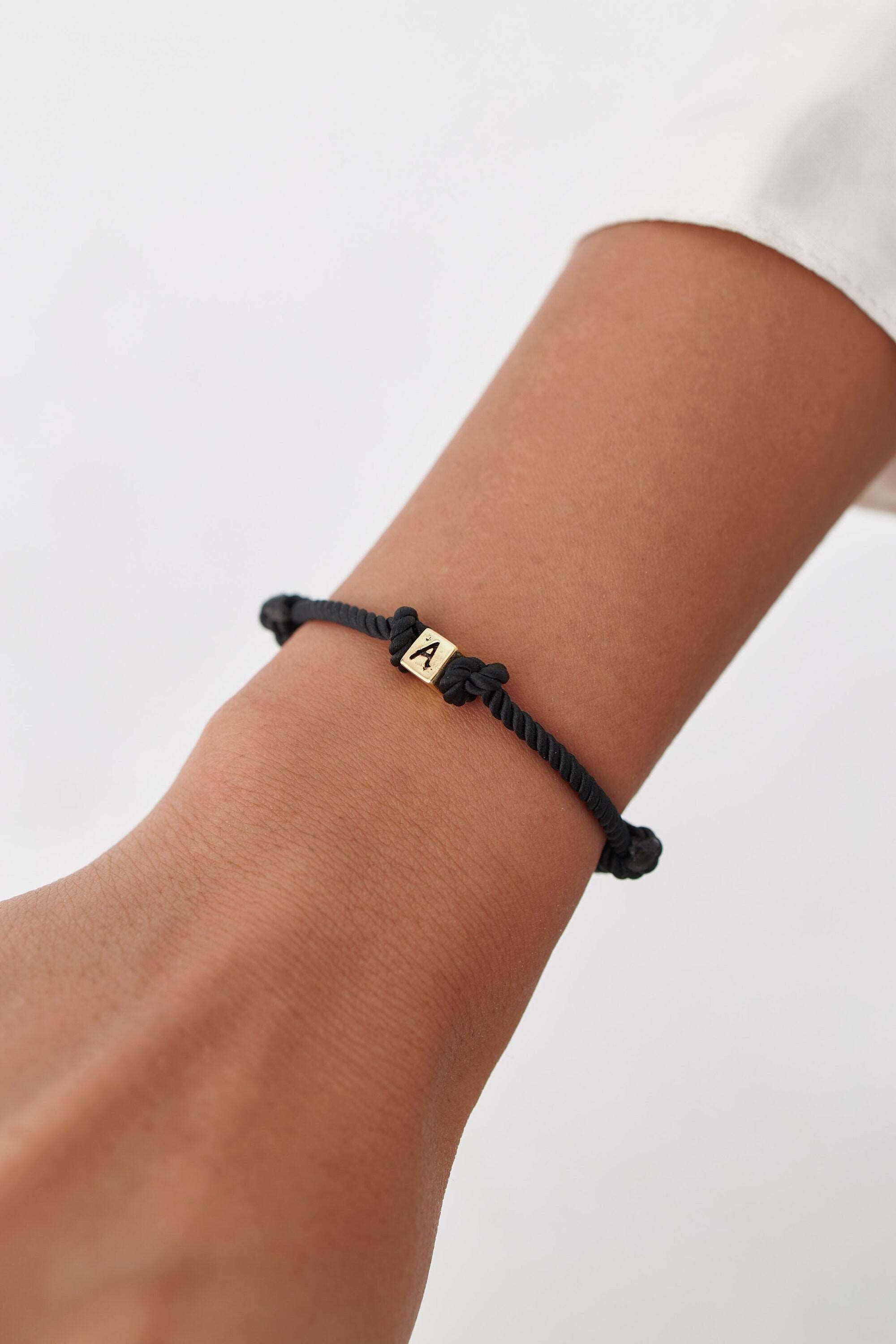 Personalized Adjustable Initial Sterling Silver Dice Bracelet for Women