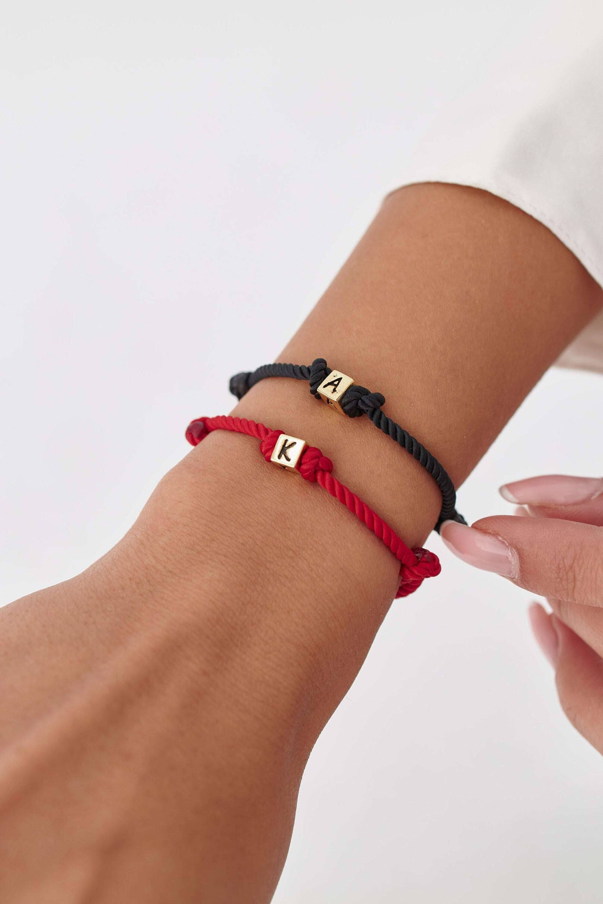 Personalized Adjustable Initial Sterling Silver Dice Bracelet for Women