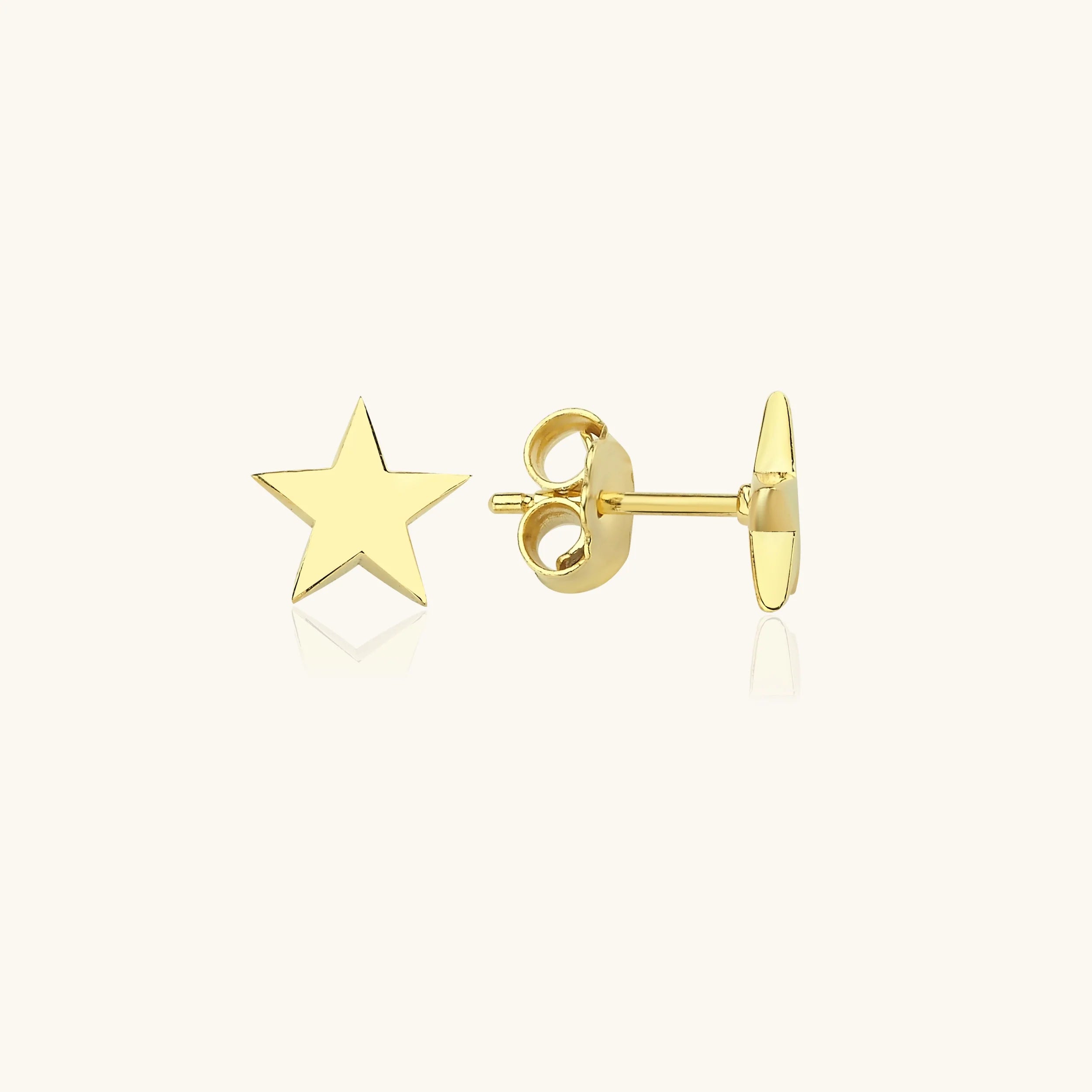 Dainty Star Stud Earrings – 18K Gold-Plated Sterling Silver Minimalist Celestial Jewelry