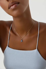 Turtle Necklace with CZ Colorful Stones, 18K Gold-Plated Sterling Silver